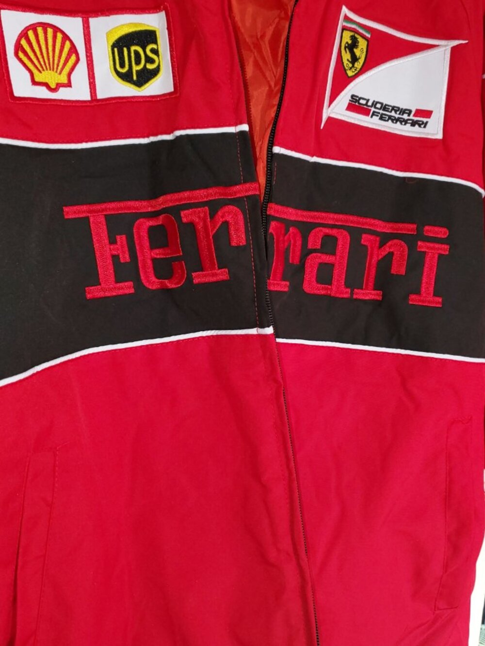 Ferrari F1 UPS Embroidered Shell Racing Jacket Size Large Red - Picture 3 of 13